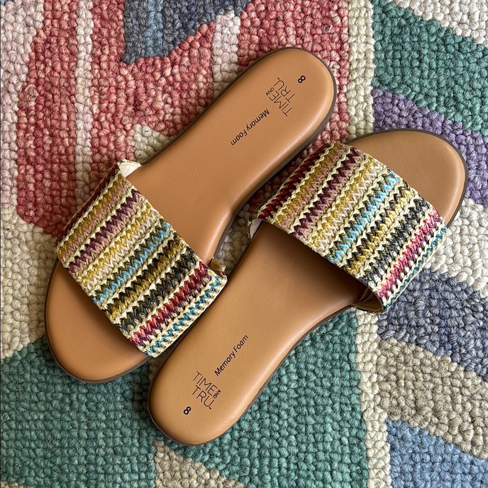 Time and Tru Women's Striped Slide Sandals